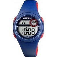 Xonix BAH-006 digitaal tiener horloge 34 mm 100 meter blauw/ rood