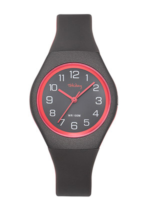 Tekday 654144 analoog tiener horloge 34 mm 100 meter grijs/ roze