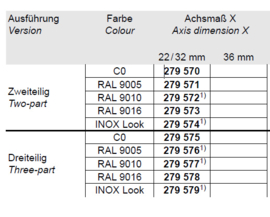 Schuco opbouw scharnier 2 delig 22 / 32 mm - 279570