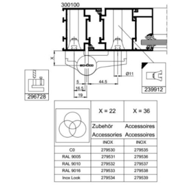 Schuco opbouw scharnier 2-delig 22 mm - 279530