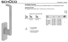 Schuco aluminium PSK greep schuifpui zilver RS 247686 /277786 - LS 247685 / 277785