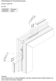 Schuco afdekkapje hoekverbinder VarioTec en Corona lange versie -  98050260 / 98050261