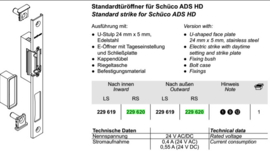 Schuco elektrische sluitplaat 229620 RS / 229619 LS