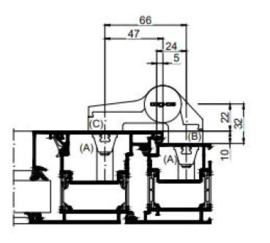 Schuco opbouw scharnier 2 delig 22 / 32 mm - 279570