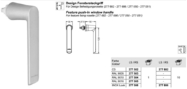 Schuco design raamkruk - kleuren: 277582 alu / 277583 zwart 9005 / 277584 wit 9010 / 277585 wit 9016 / 277586 inox-look