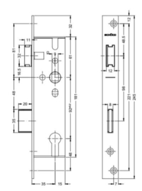 Schuco anti paniek vlakke voorplaat - E 35/92 - 241257 / 241258