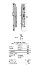Schuco antipaniekslot E - 34/10 - 211375 LS / 211374 RS