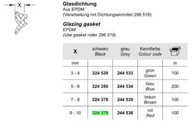 Schüco beglazingsrubber rood* - 9 / 10 mm - 224379