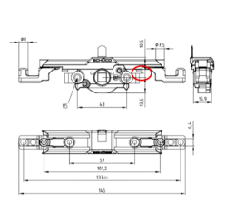 Schuco binnenwerk  43 mm met FSB - 28727600 / 253967 FS / 254329