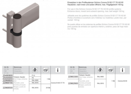 Schuco scharnier CT 70 - 25843300