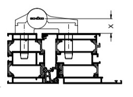 Schuco opbouwscharnier 3 deling - 36 mm - 279545