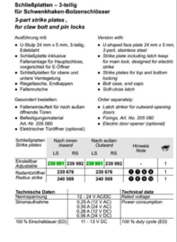 Schuco 3 delige set sluitplaten - LS 239991 / RS 239992