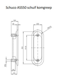 Schuco schuifdeur komgreep 269400 ALU / 269402 RAL 9010 - wit / 269401 wit