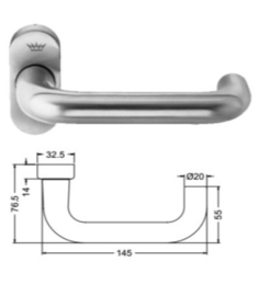 Schuco deurkruk - kleuren: 210678 aluminium / 210713 RVS / 210902 zwart / 210680 wit 9010 / 210681 wit 9016