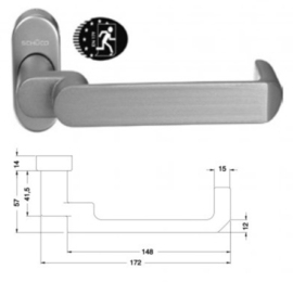 Schuco deurkruk antipaniek -  kleuren: 240164 aluminium / 240165 zwart / 240166 wit 9010 / 240167 wit 9016 / 240191 RVS