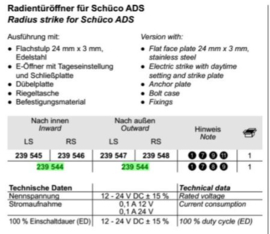 Schüco elektrische deuropener 10-24V R - 239544