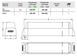 Schuco nooddeur pushbalk - 240387 / 240388