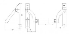 Schüco buis voor duwstang 212991 Lengte 1150mm  - 240753 lengte 1500mm