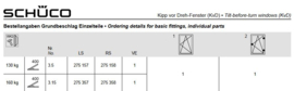 Schuco kiep voor draai AvanTec schaar  130 kilo 300 mm - 275157 LS / 275158 RS