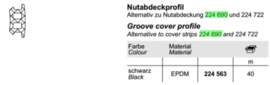 Schuco afdekrubber*  ASS 50  zwart - 224563  - per meter