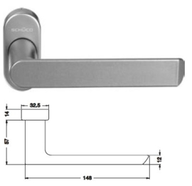 Schuco deurkruk -  kleuren: 240152 aluminium  / 240153  zwart 9005 / 240154 wit 9010 / 240155 wit 9016 / 240168 RVS