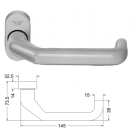 Schuco deurkruk -  kleuren: 210709 aluminium / 210752 zwart 9005 / 210711 wit 9010 / 210712 wit 9016 / 210723 RVS