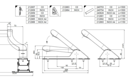 Schuco pushbalk / nooddeur beslag - 212959 / 212957