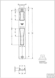 Schuco sluitplaat zwart 226 mm - 209354