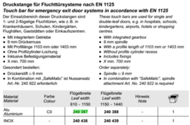 Schuco nooddeur pushbalk - 240387 / 240388