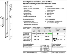 Schuco sluitplaat instelbaar - 239519 / 239520 / 239521 / 239522