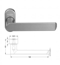 Schuco vlakke rolluik / screen deurkruk -  kleuren: 240729 aluminium / 240730 zwart 9005 / 240731 wit 9010 / 240732 wit 9016