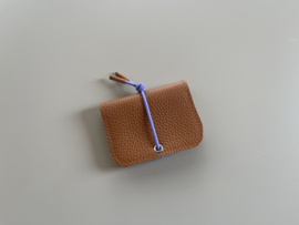 KNOT wallet mini - caramel leather & lilac elastic