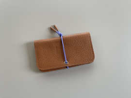 KNOT wallet - caramel leather & lilac elastic