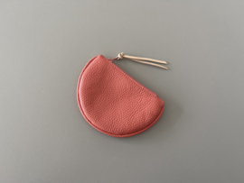 FLAT MOON purse - coral leather