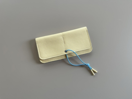 KNOT wallet wide - butter leather & light blue elastic