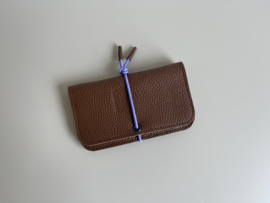 KNOT wallet - hazelnut leather & lilac elastic