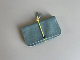 KNOT wallet - mist leather & pale yellow elastic