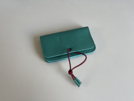 KNOT wallet - pine leather & burgundy elastic