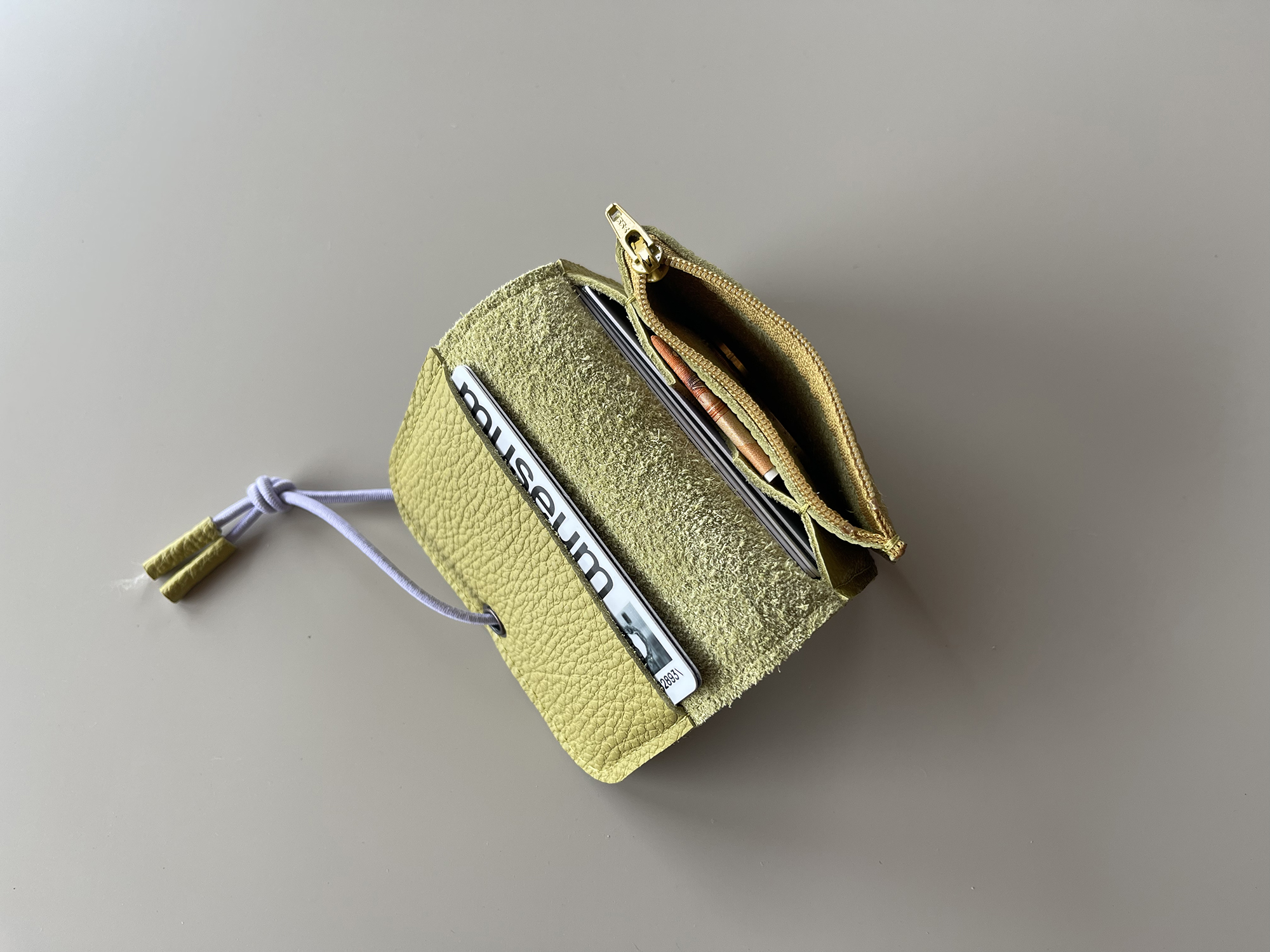 KNOT wallet mini - butter leather & burgundy elastic