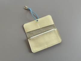 KNOT wallet wide - butter leather & light blue elastic