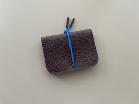 KNOT wallet mini - burgundy leather & blue elastic cord