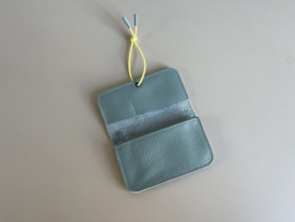 KNOT wallet - mist leather & pale yellow elastic