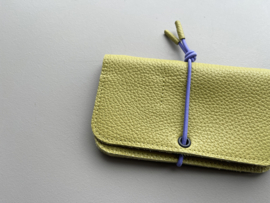 KNOT wallet - pistachio leather - lilac elastic cord
