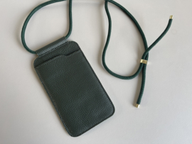 EDGE phone sling - dark cedar leather - cord shoulder strap