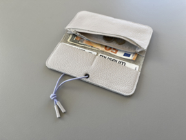 KNOT wallet wide - mist leather & pale yellow elastic