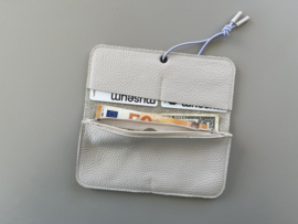 KNOT wallet wide - mist leather & pale yellow elastic