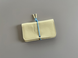 KNOT wallet - butter leather & light blue elastic