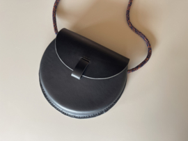 BUBBLE bag - black leather & blue/orange cord