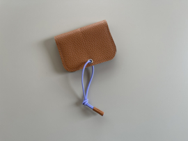 KNOT wallet mini - caramel leather & lilac elastic