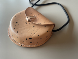 BUBBLE bag - natural splattered leather & black cord